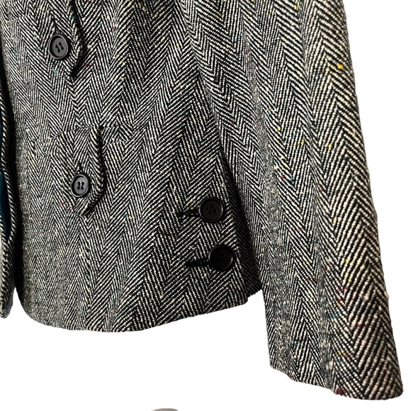 CACHE Herringbone Cotton Blend Black White Colorful Specks Suit Jacket Blazer  6 - Picture 10 of 15